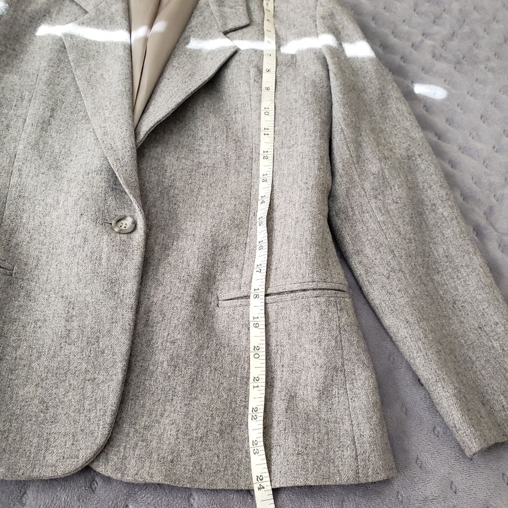 Vintage 90s Liz Claiborne Wool Blend Classic Blazer Gray Coat Classic Retro - Picture 13 of 16